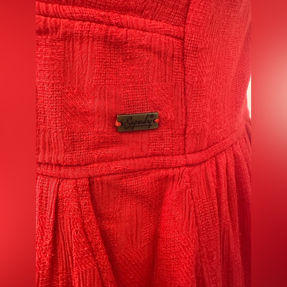 Superdry Red Jayde Front Tie Up Criss Cross Back Midi Dress (Size 6) - Picture 9 of 13